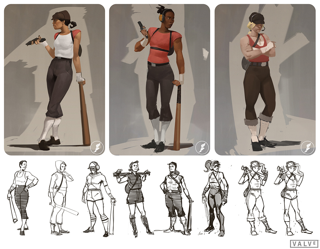 Concept art of a female Scout. Concept art of a female Scout.