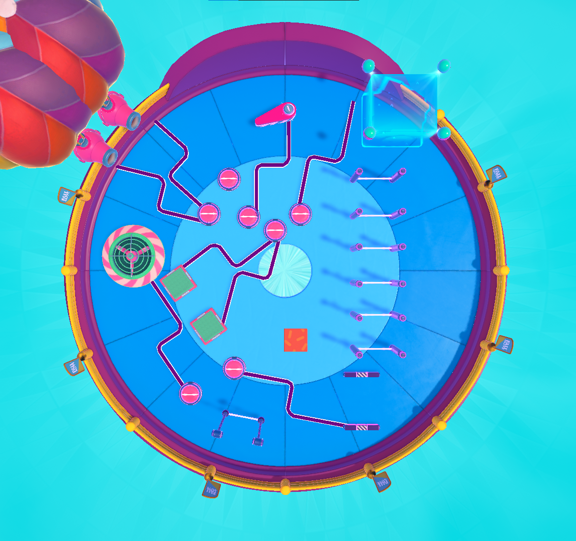 A test map with season 4 obstacles and buttons connecting other obstacles.