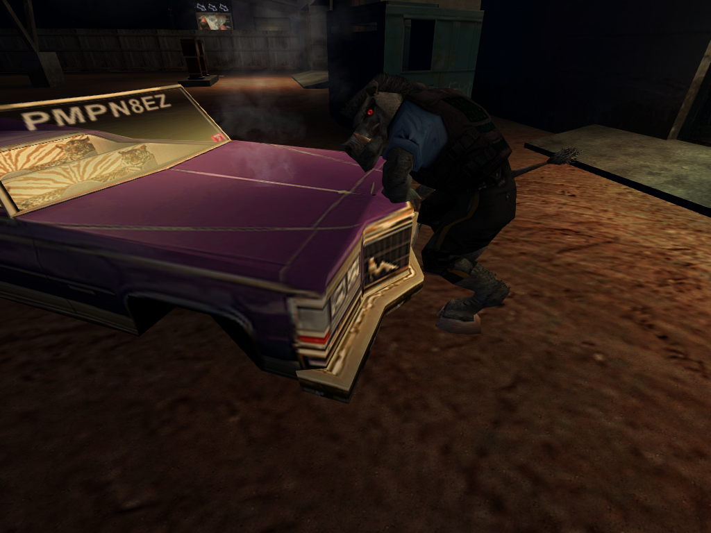 Pigcop trying to fix the pimpmobile in !z1l4_1_retex and !z1l4_1-jess-sound. Pigcop trying to fix the pimpmobile in !z1l4_1_retex and !z1l4_1-jess-sound.