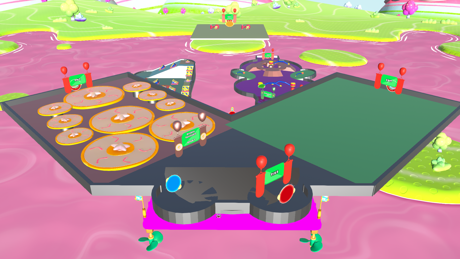 Place for testing the Broken Turntables. This is an unused obstacles - they never appear in any SS3 rounds. They are all in sync. There is a big empty area next to the turntables area, as if something is missing.