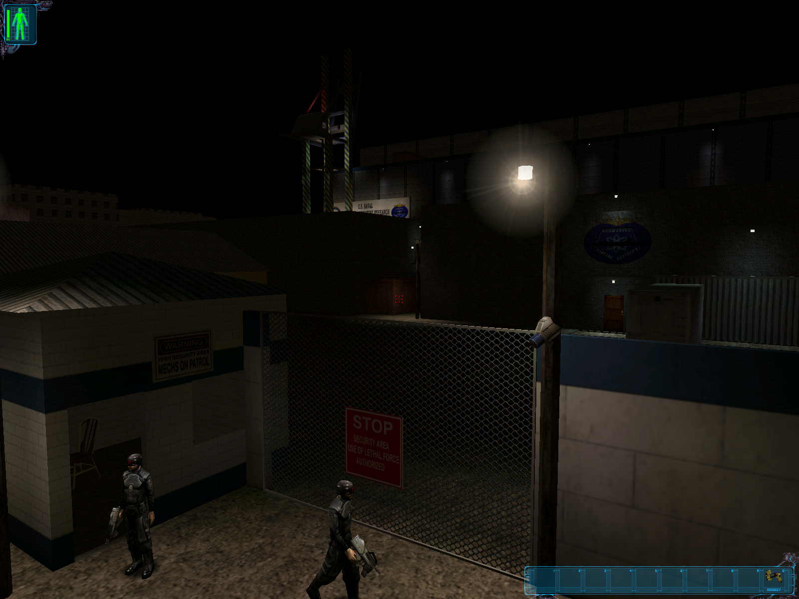 Brooklyn shipyard, with MJ12 troops instead of soldiers and an odd camera design.
