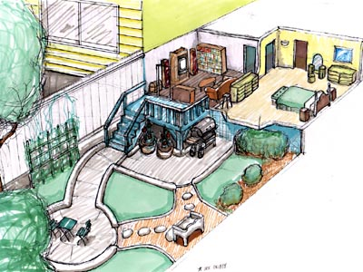 Original storyboard, likely belonging to or near the "Jefferson" period. One of the first pieces of concept art to display the game's isometric look, a decision made by Eric Bowman and his graphics team.