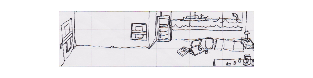 Extremely early concept art for an unknown house area. Judging by the filename, it's likely the house pictured in the previous art.