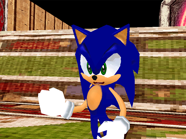 Sonic's animations during the thumbs-up scene are unchanged, which isn't the case in the final game's version of the scene.