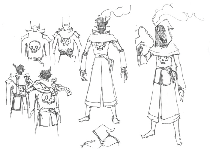 Below left design was inspired by The Witcher 2, but Alek decided to not follow into that direction.