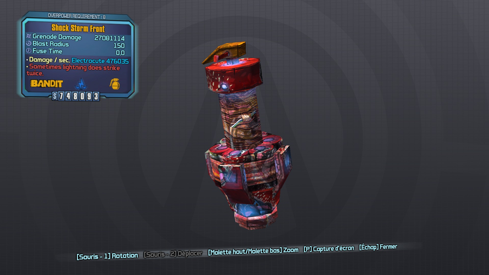 Storm Front with the Legendary Bandit Grenade Material Part