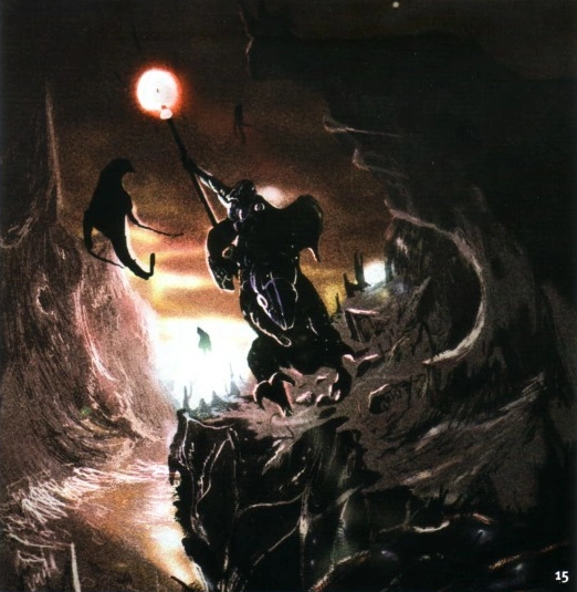 Red Mountain Reawakened - A brave adventurer riding a Pack Guar in the apocalyptic Red Mountain region. A hostile Skylamp can be seen to the left.