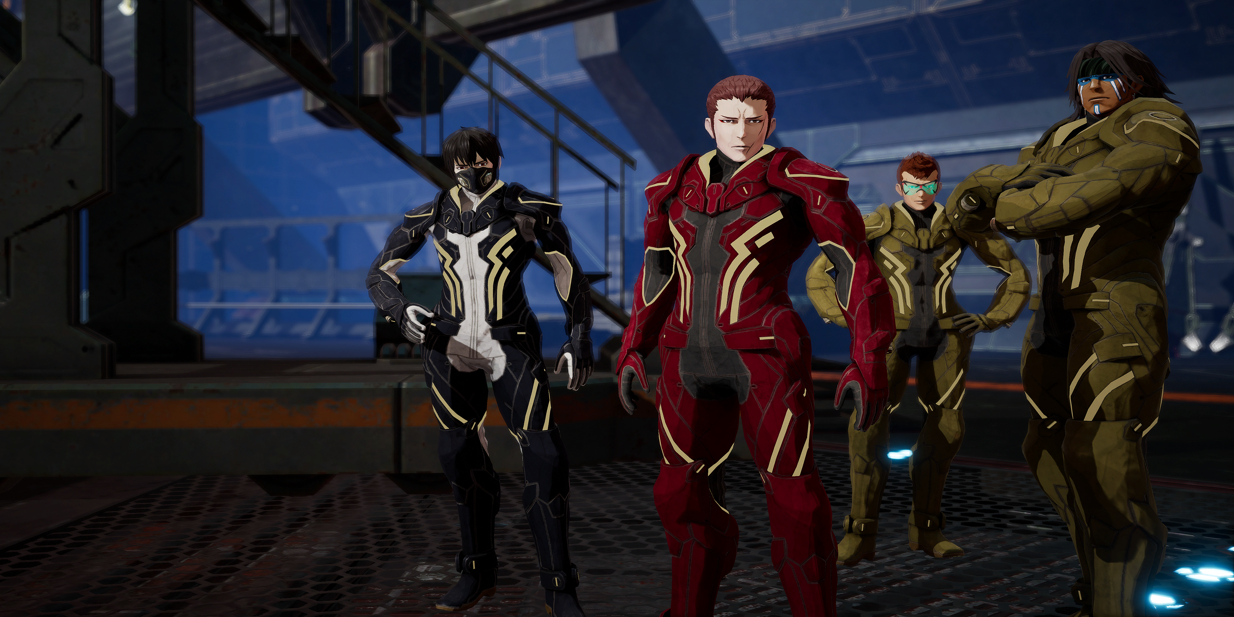 Diablo, Crimson Lord, Johnny G., and Falcon welcome and congratulate the player after completing Rank E - Sweep the City [04-0102: Forced Fear].