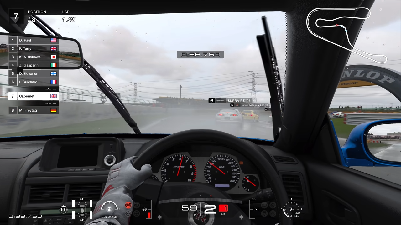 In-race HUD; note the different, numeric rain indicator. In-race HUD; note the different, numeric rain indicator.
