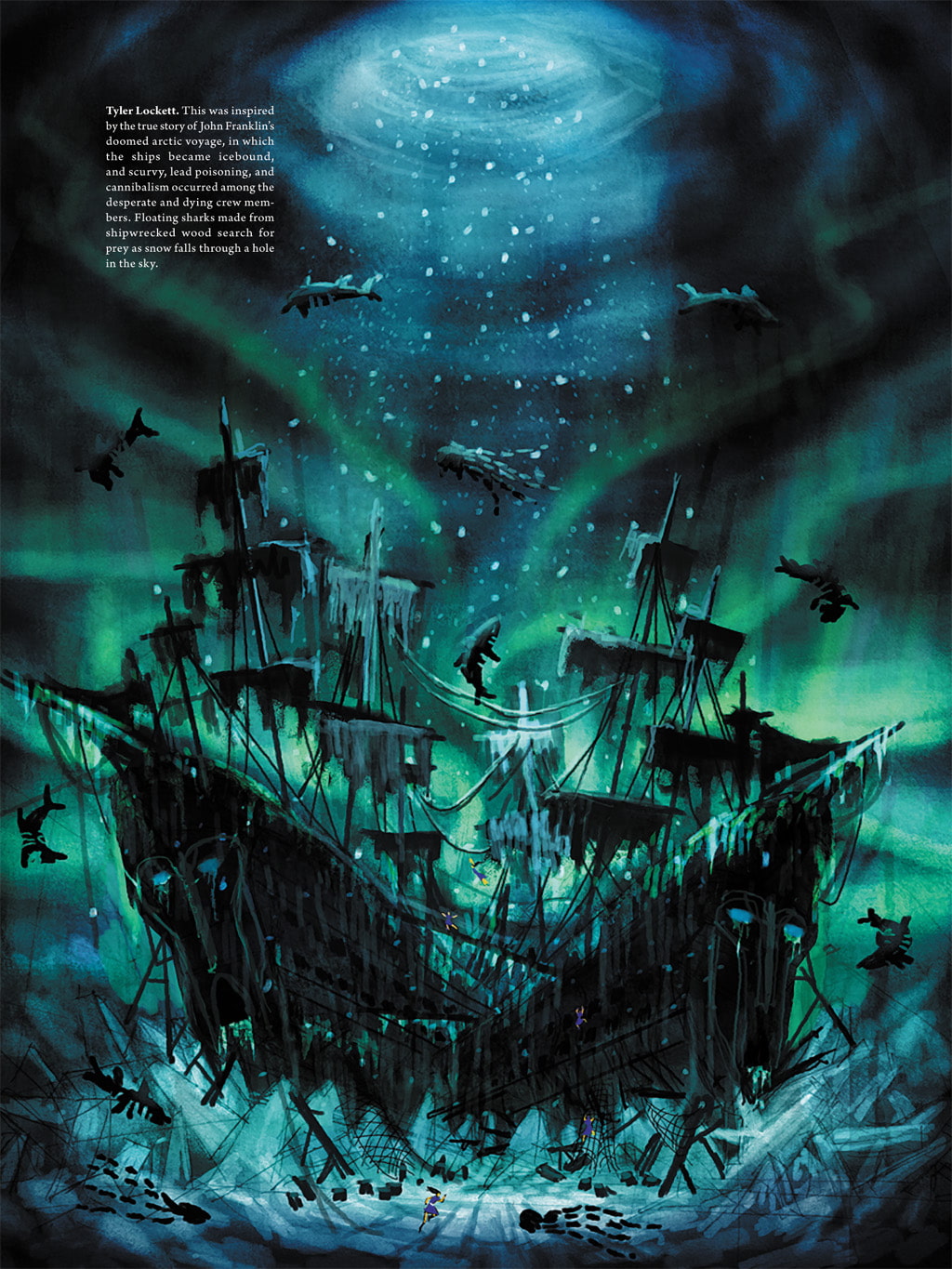 The icebound ships.