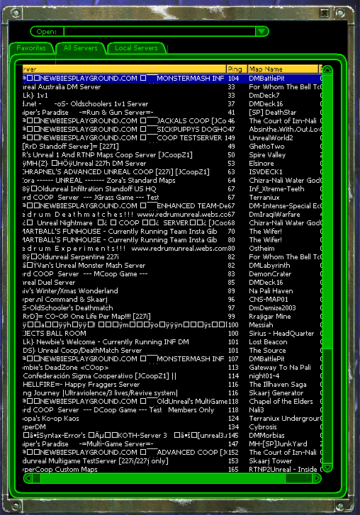 Server browser. Server browser.