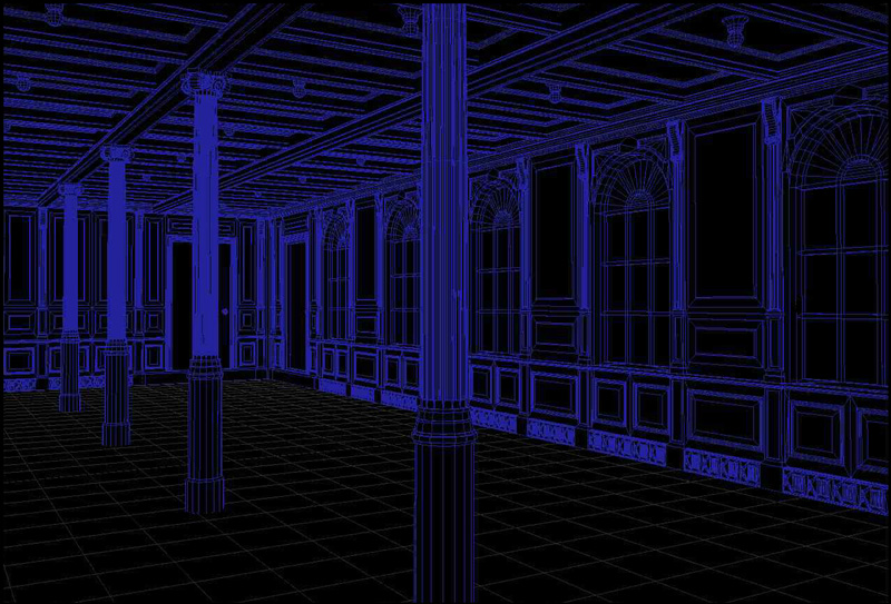 Wireframe of the empty gymnasium. Wireframe of the empty gymnasium.
