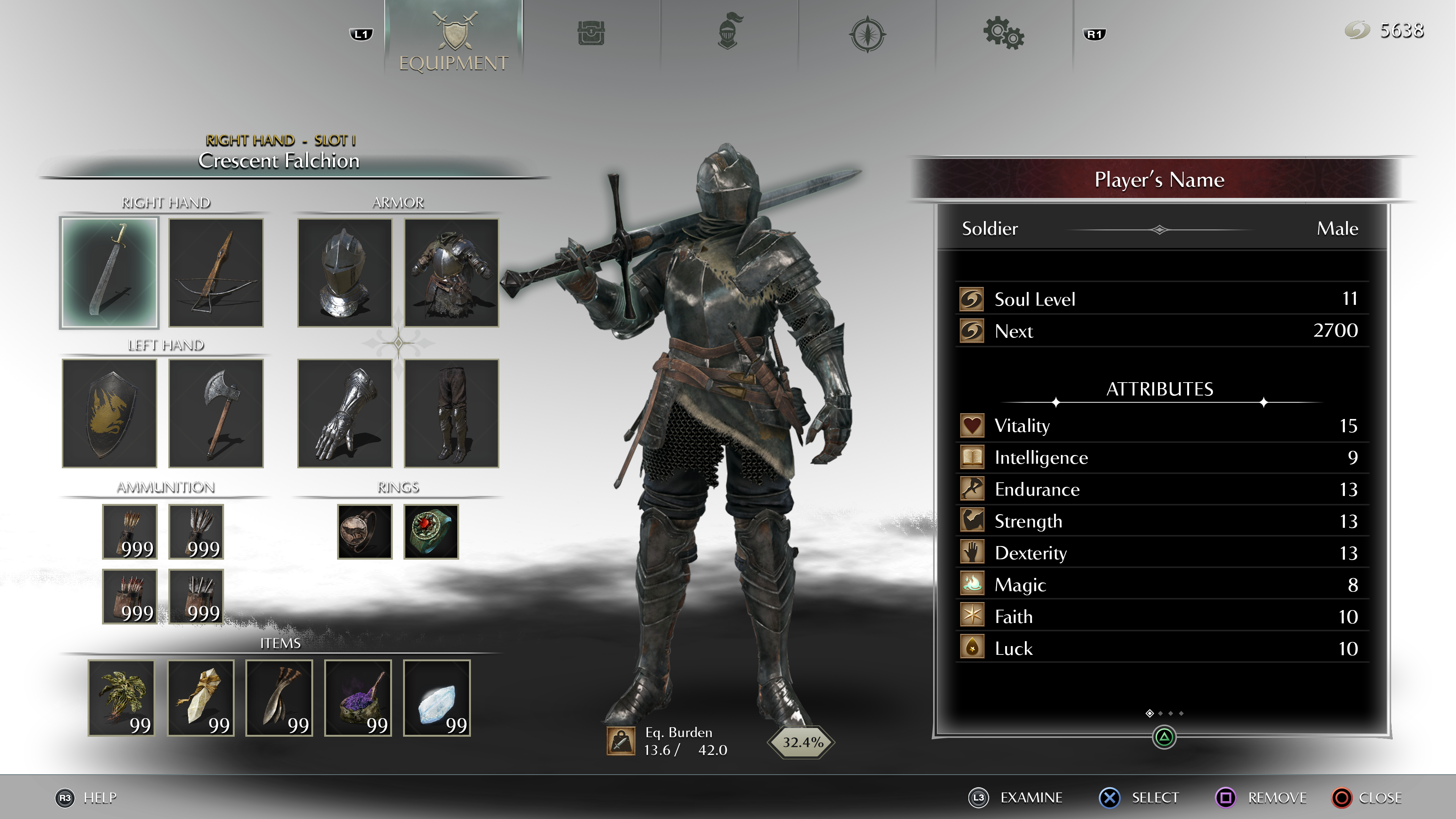 Ui Mockup with Dark Souls 3 items
