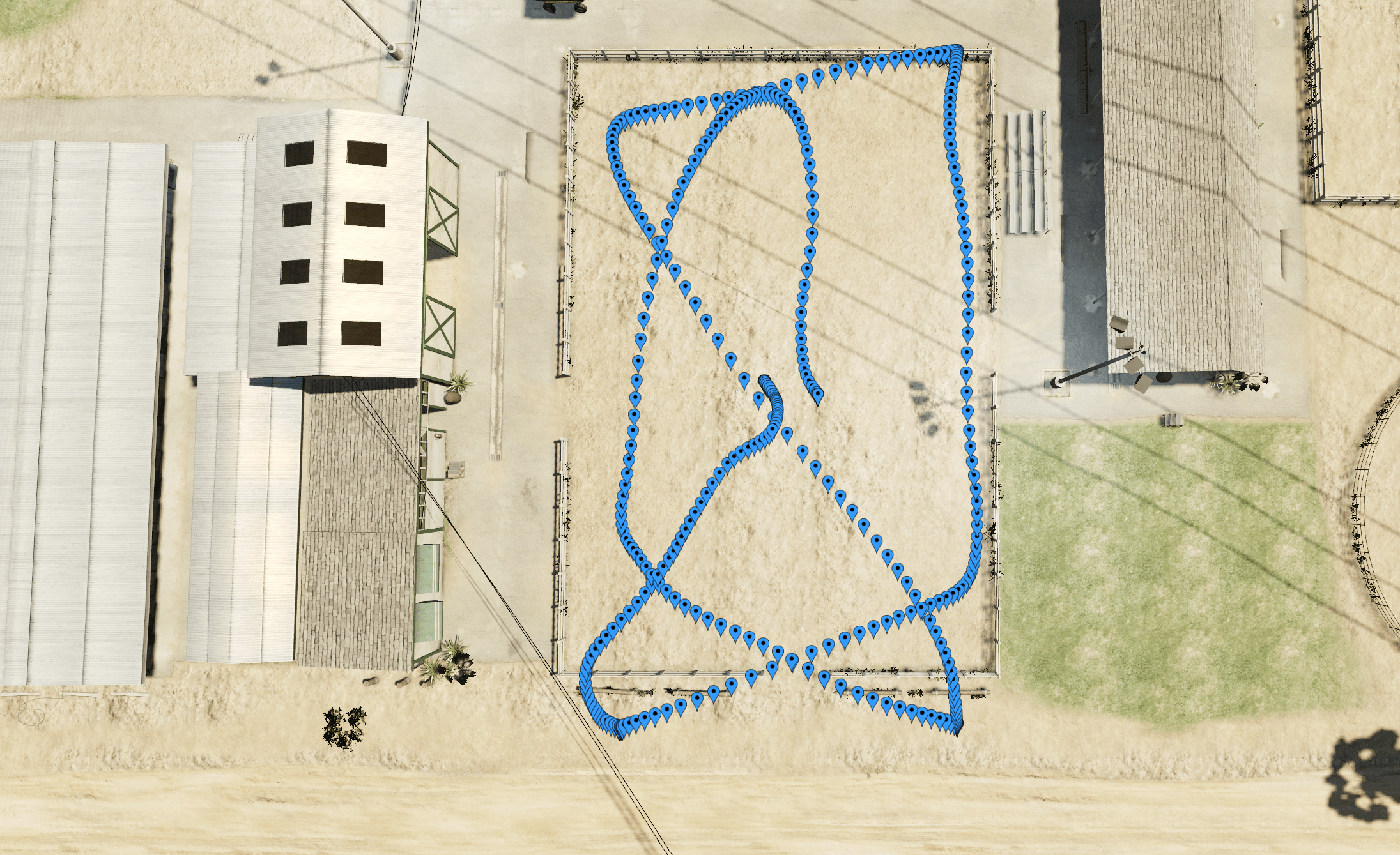 The positions rendered in-game. (Each blue marker is a position.) The positions rendered in-game. (Each blue marker is a position.)