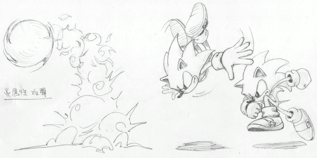 Sonic peforming some sort of attack.