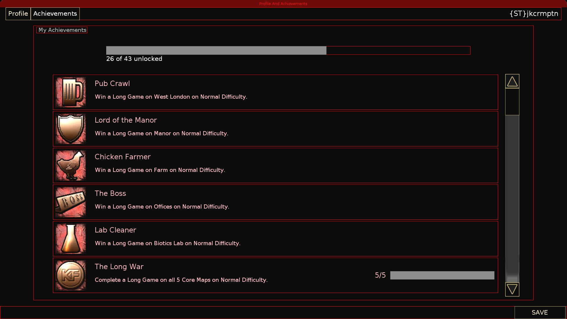 The old Achievement menu. The old Achievement menu.