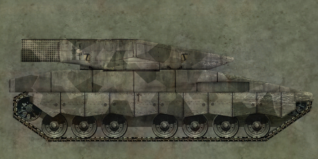 Tank with camoflauge.