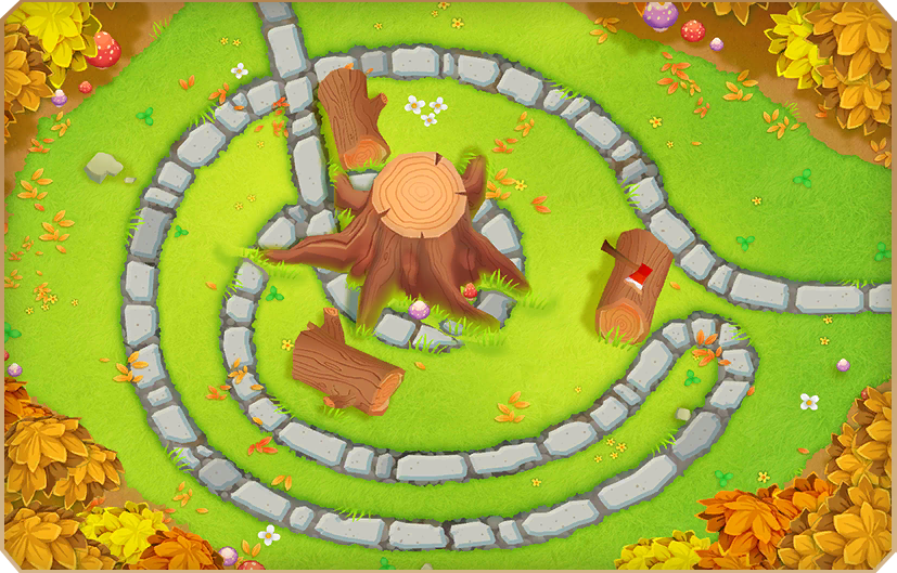 Tree Stump. Nearly identical to final. Some trees are missing or placed differently.