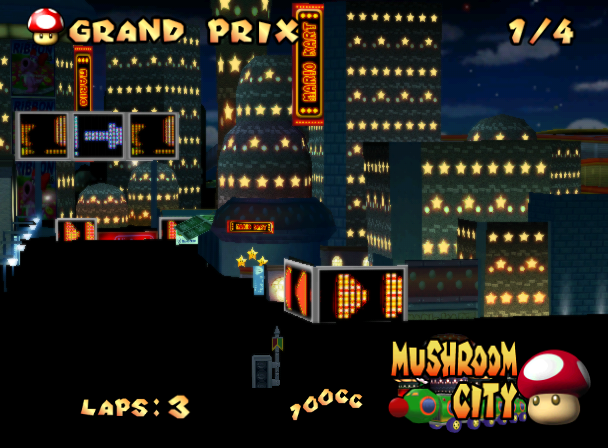 Mushroom City - A debug model is drawn at the beginning when going down the road, and on top of the dead zone at the end of the lap. Mushroom City - A debug model is drawn at the beginning when going down the road, and on top of the dead zone at the end of the lap.