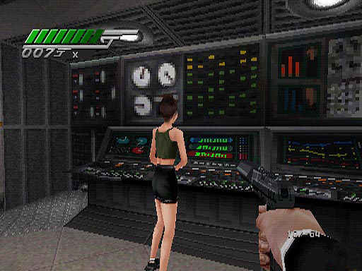 Pre-release gameplay showing Bond's handgun was originally black in the earlier version instead of blue in the final version.