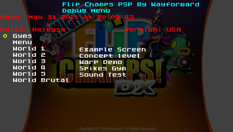 Debug Menu - Gyms Options Debug Menu - Gyms Options