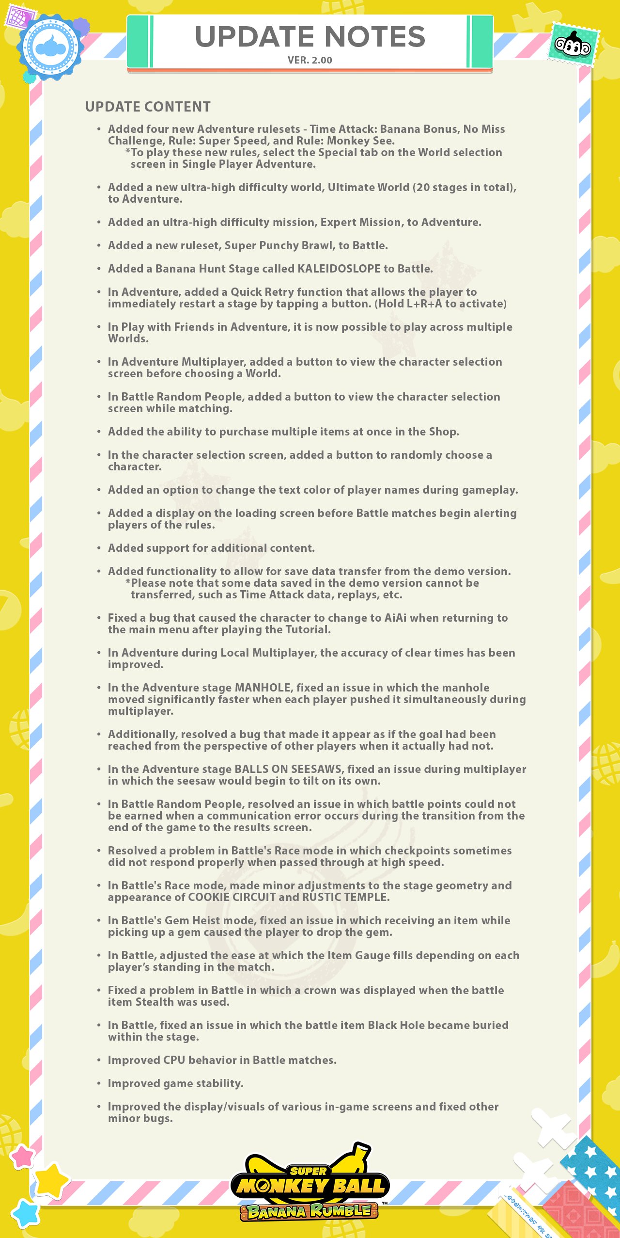 Official Version 2.00 patch notes