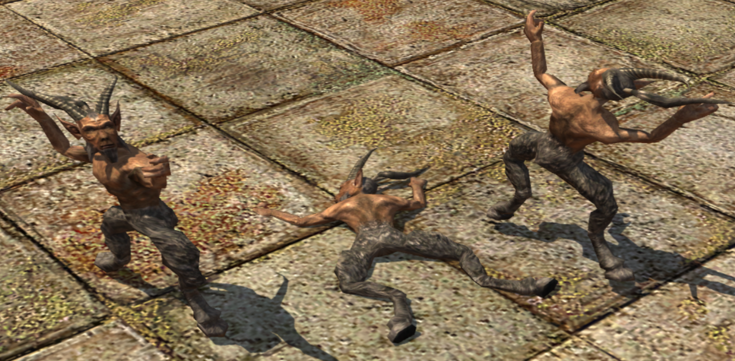 Decorative Satyr corpse with grey alpha texture applied on it in the Editor Decorative Satyr corpse with grey alpha texture applied on it in the Editor