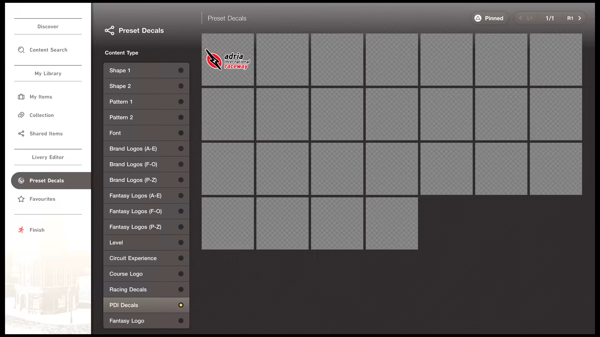 Selecting a decal in the livery editor. The sidebar has a background that was removed in later builds. Selecting a decal in the livery editor. The sidebar has a background that was removed in later builds.