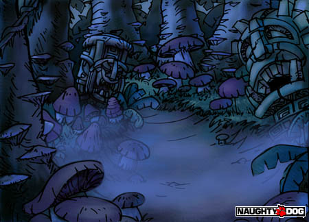 Concept art of the Jungle levels (nighttime). Concept art of the Jungle levels (nighttime).