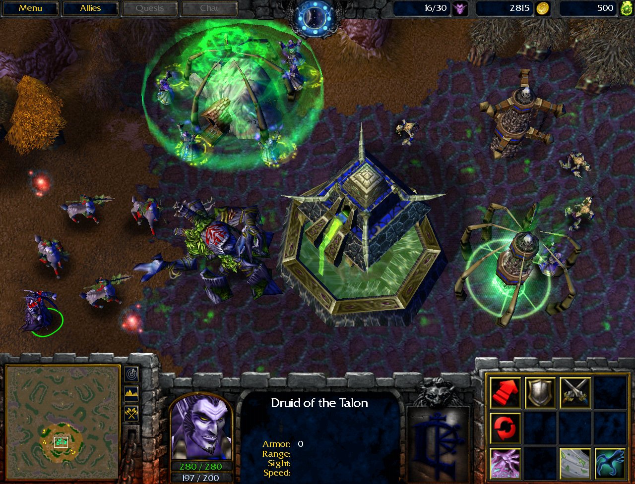 The Druid of the Talon's portrait. Also shown here, the second architectural style of the undead, the second blight texture, a wholly different Spirit Tower model and an earlier icon for Faerie Fire. The Druid of the Talon's portrait. Also shown here, the second architectural style of the undead, the second blight texture, a wholly different Spirit Tower model and an earlier icon for Faerie Fire.