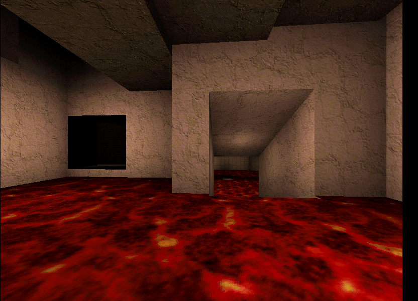 Secret exit and lava slope. Secret exit and lava slope.