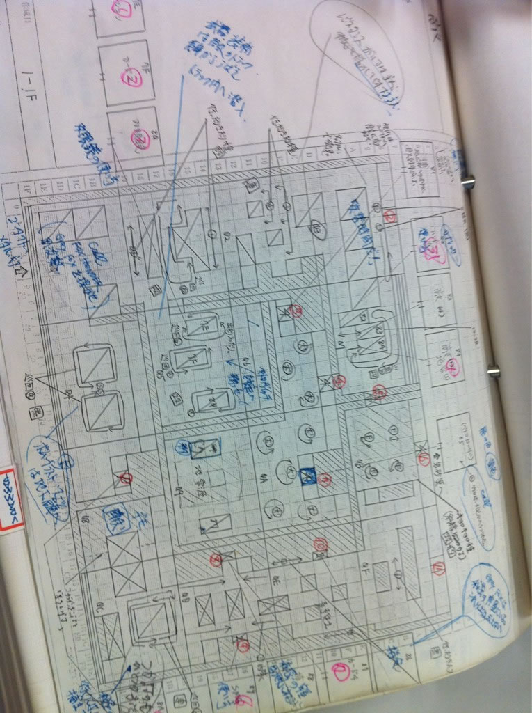 A hand-drawn map of the first floor of Building No. 1.