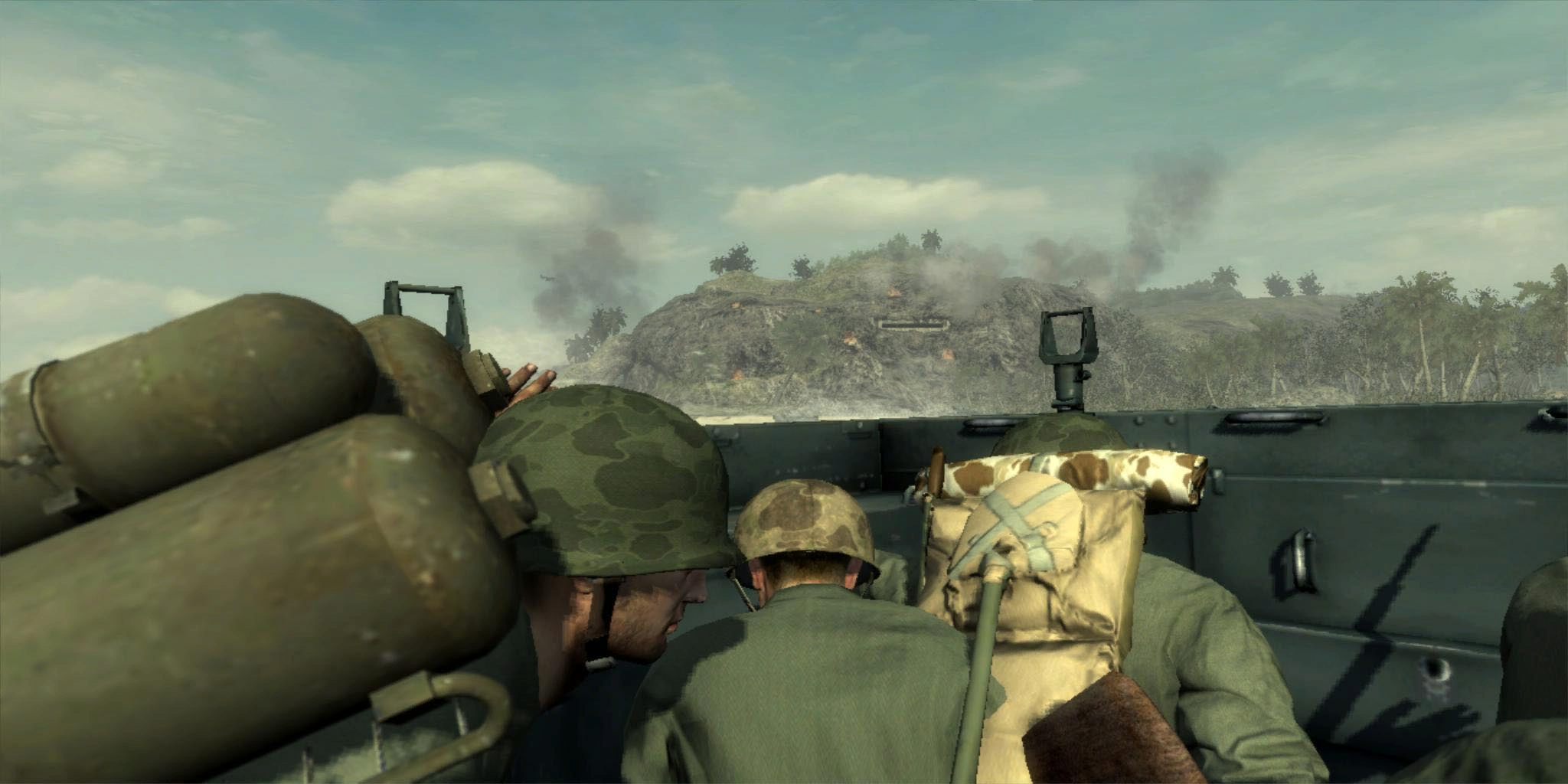 Marines on a landing craft.