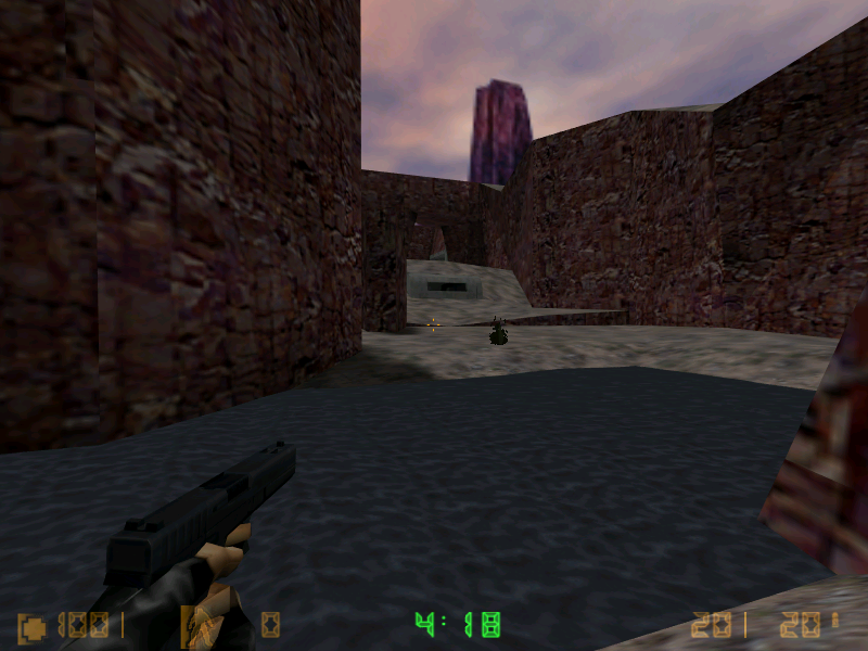 The pond with the machine gun on the other side of it. The pond with the machine gun on the other side of it.