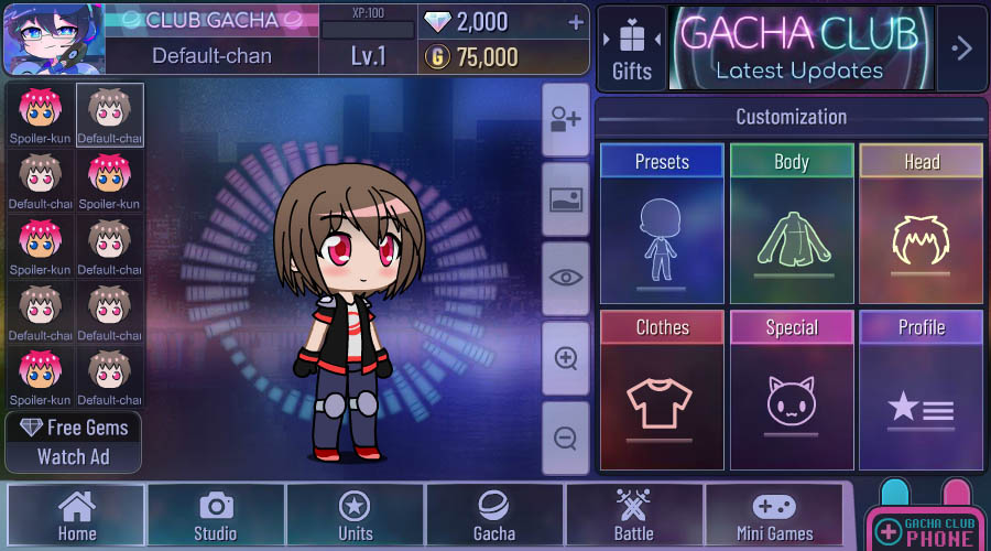 A pre-release screenshot shows a different "Customization" UI. The "Gacha Club Phone" banner was revamped, and the final version adds the "Gacha Club Customization Tablet."