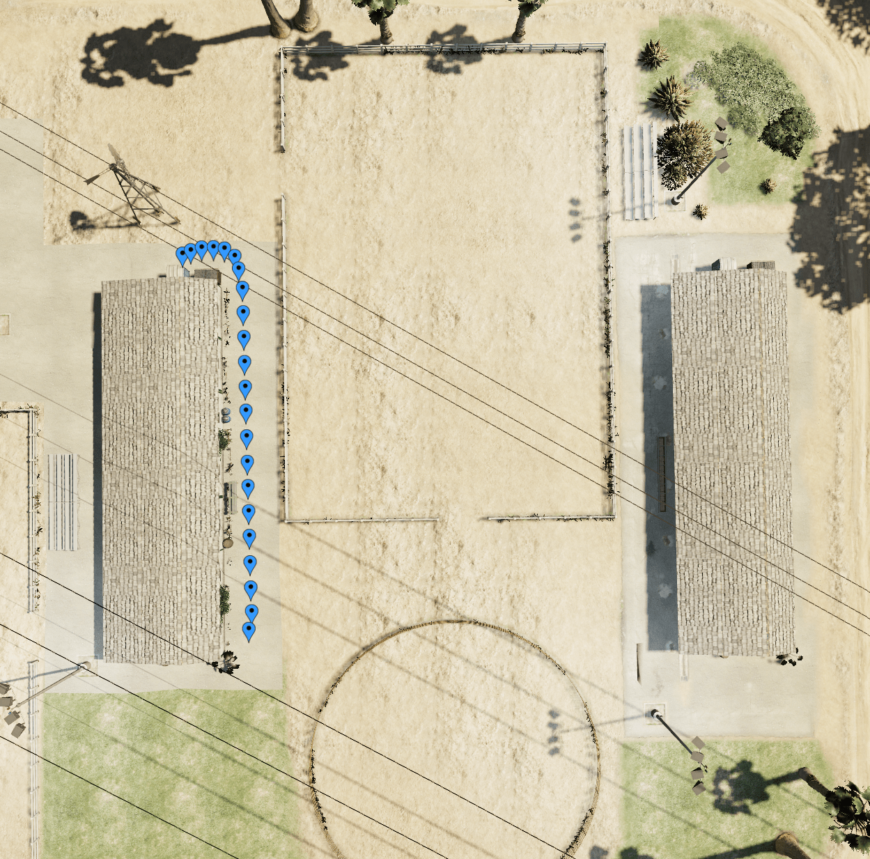 The positions rendered in-game. (Each blue marker is a position.) The positions rendered in-game. (Each blue marker is a position.)
