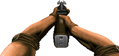 Player view sprite, fully extended, with elbow pads showing. Player view sprite, fully extended, with elbow pads showing.