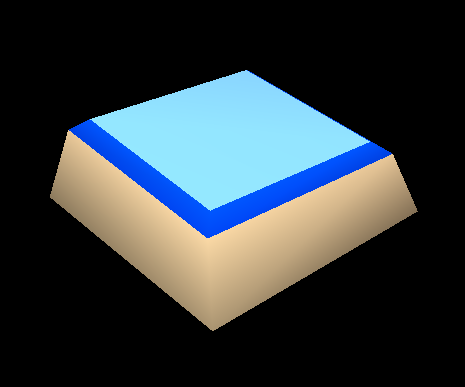 Another stone square with a white rocky base, dark blue rim, and a dark grey middle.