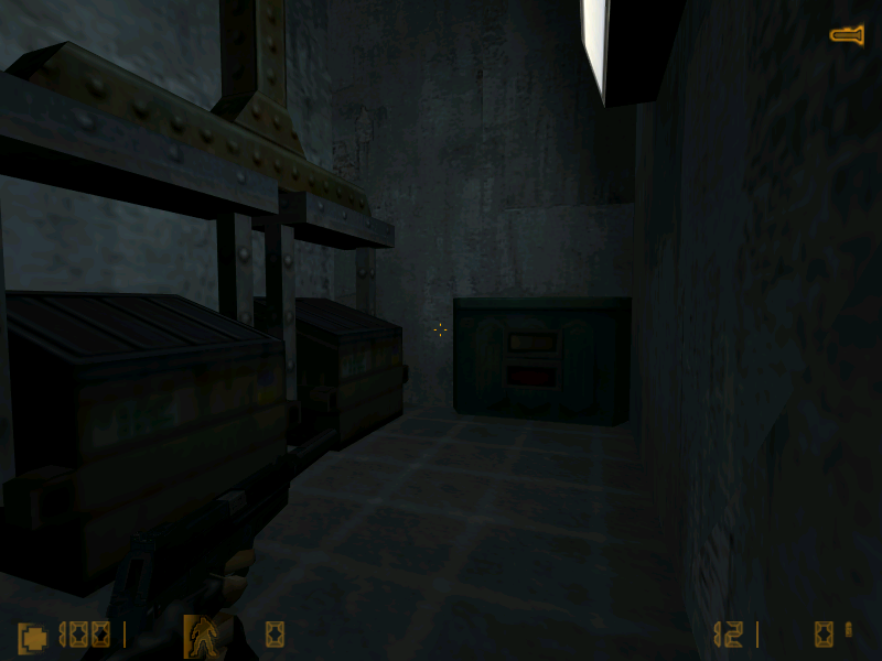 Garbage dumpster lift. By hitting the button in the back, the dumpsters will rise up, letting the player access a vent.