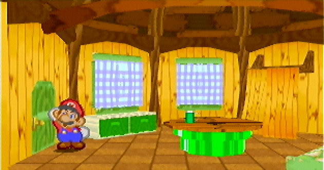 Mario in a house, eavesdropping on something going on outside. Mario in a house, eavesdropping on something going on outside.