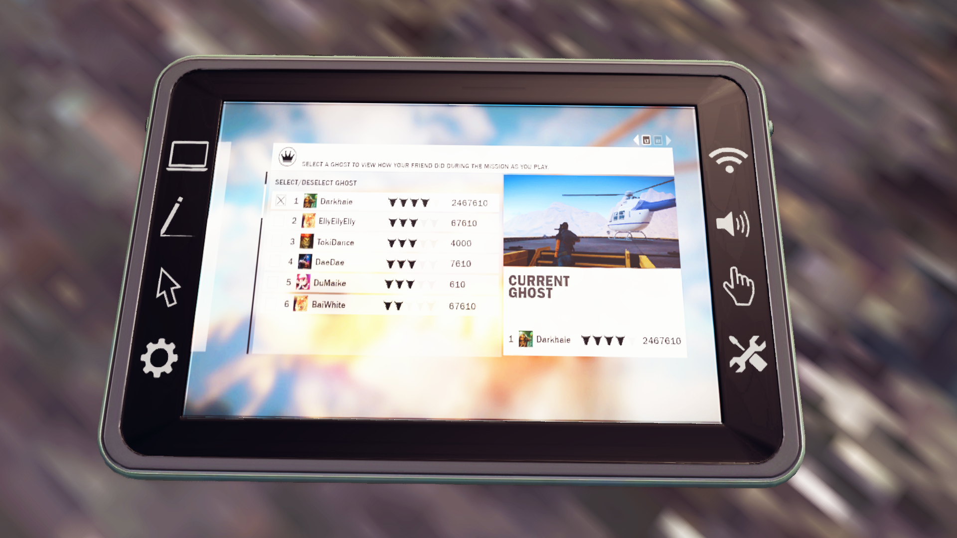 Tablet with a screenshot of the unused gamemode.