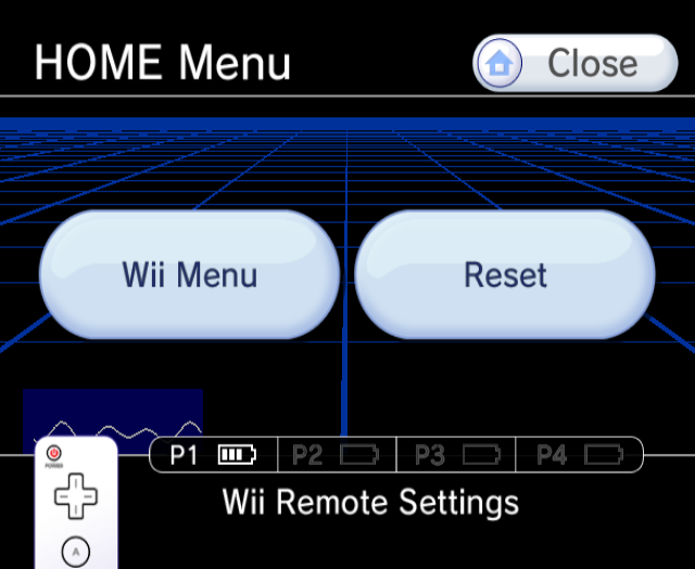 HOME menu; note the waveform in the background HOME menu; note the waveform in the background