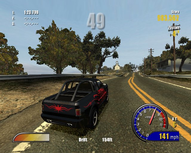 A slightly different from the previous screenshots Burnout 2 HUD.