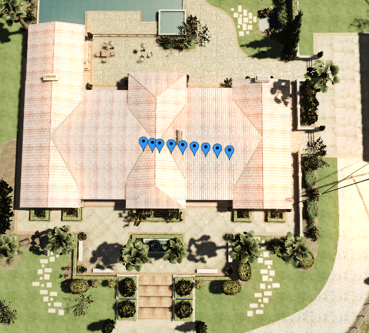 The positions rendered in-game. (Each blue marker is a position.) The positions rendered in-game. (Each blue marker is a position.)