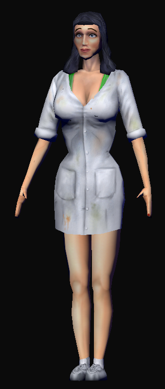 A mockup of the female scientist with high resolution textures applied. A mockup of the female scientist with high resolution textures applied.
