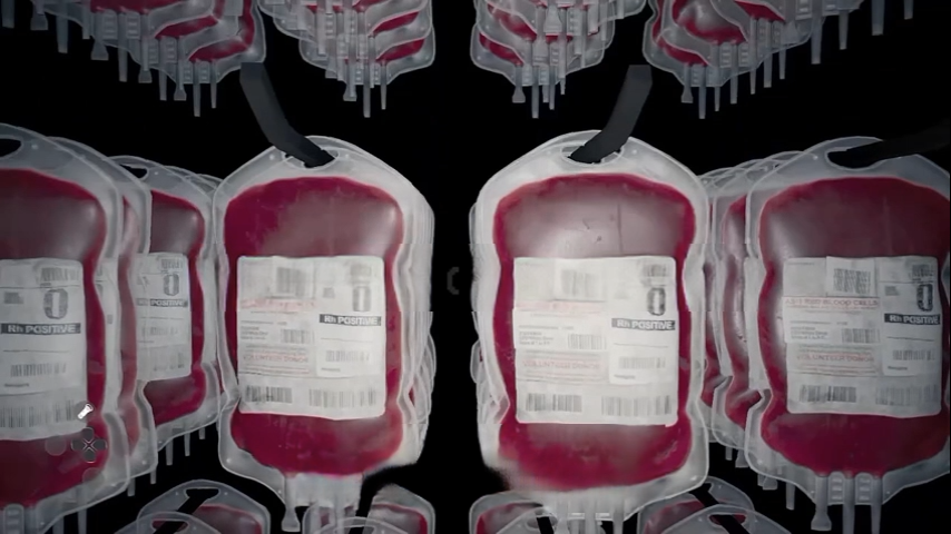 Nocliping inside the fridge reveals multiple bags of O-positive blood