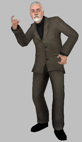 Breen reloading a pistol, despite not normally being shown to do so in the retail game.