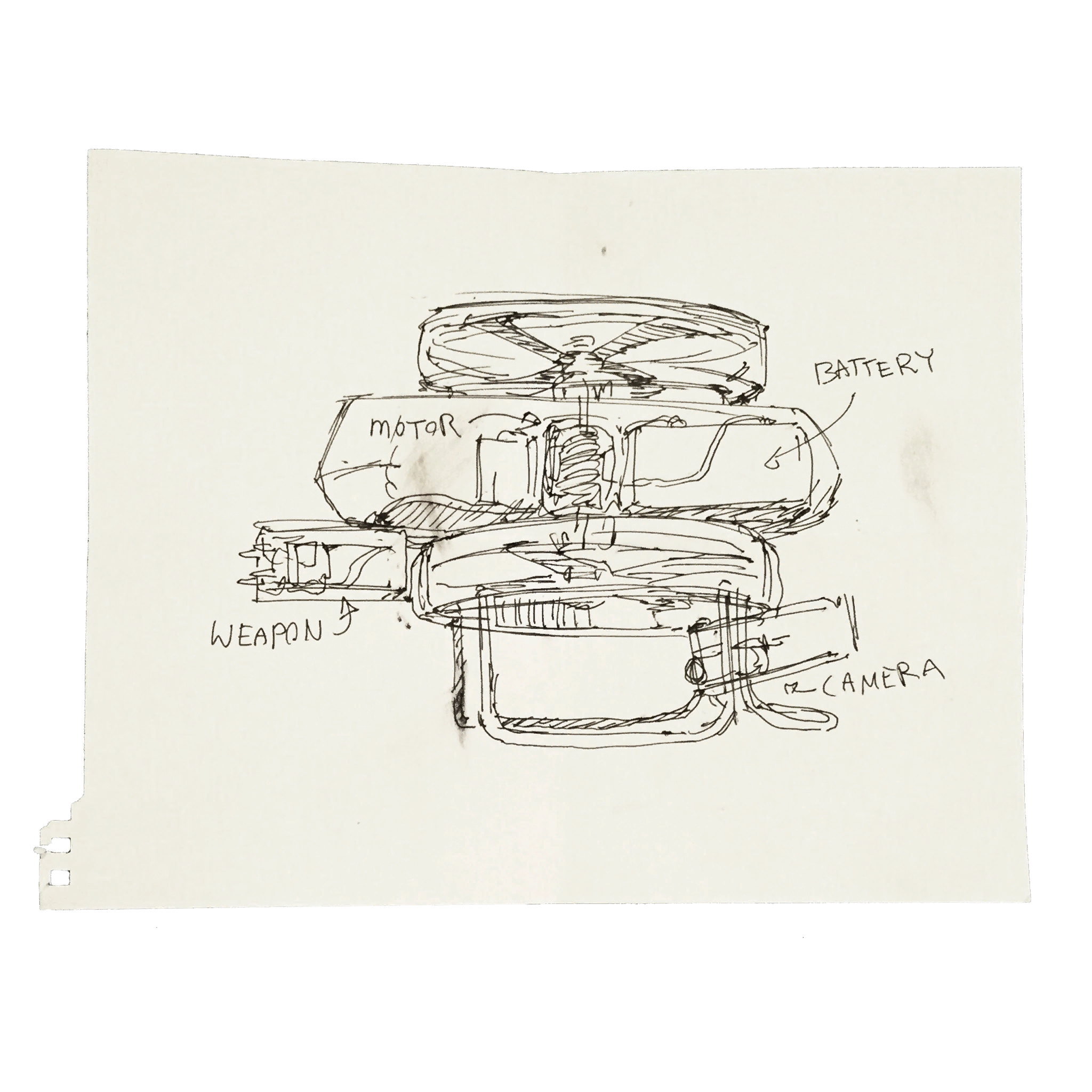 Anatomy sketch of a shock drone