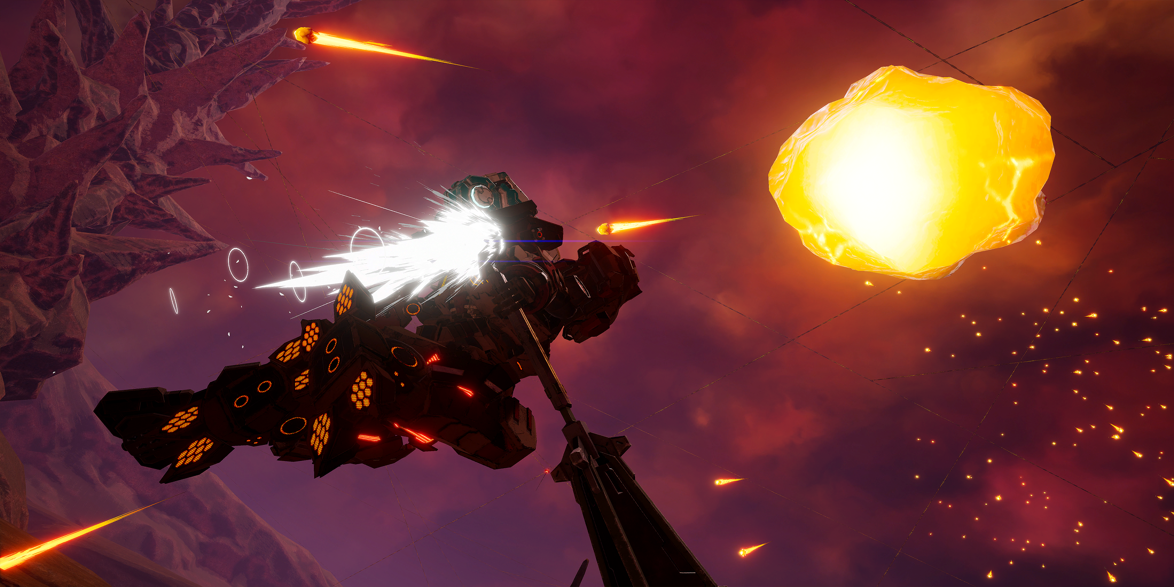 Gargantua attempting to intercept a piece of debris from the moon during the intro of Rank C - Investigate Orbital's Territory [03-0511: Amazing Rain].