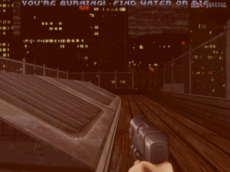 Being set on fire by an Enforcer. Being set on fire by an Enforcer.